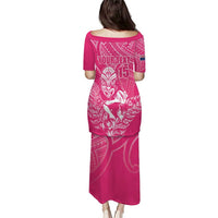 New Zealand Silver Fern Rugby Custom Puletasi Maori Tiki Pink Version