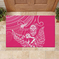 New Zealand Silver Fern Rugby Custom Rubber Doormat Maori Tiki Pink Version