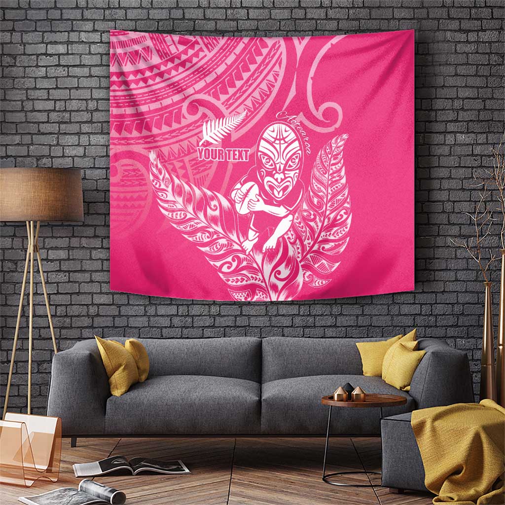 New Zealand Silver Fern Rugby Custom Tapestry Maori Tiki Pink Version