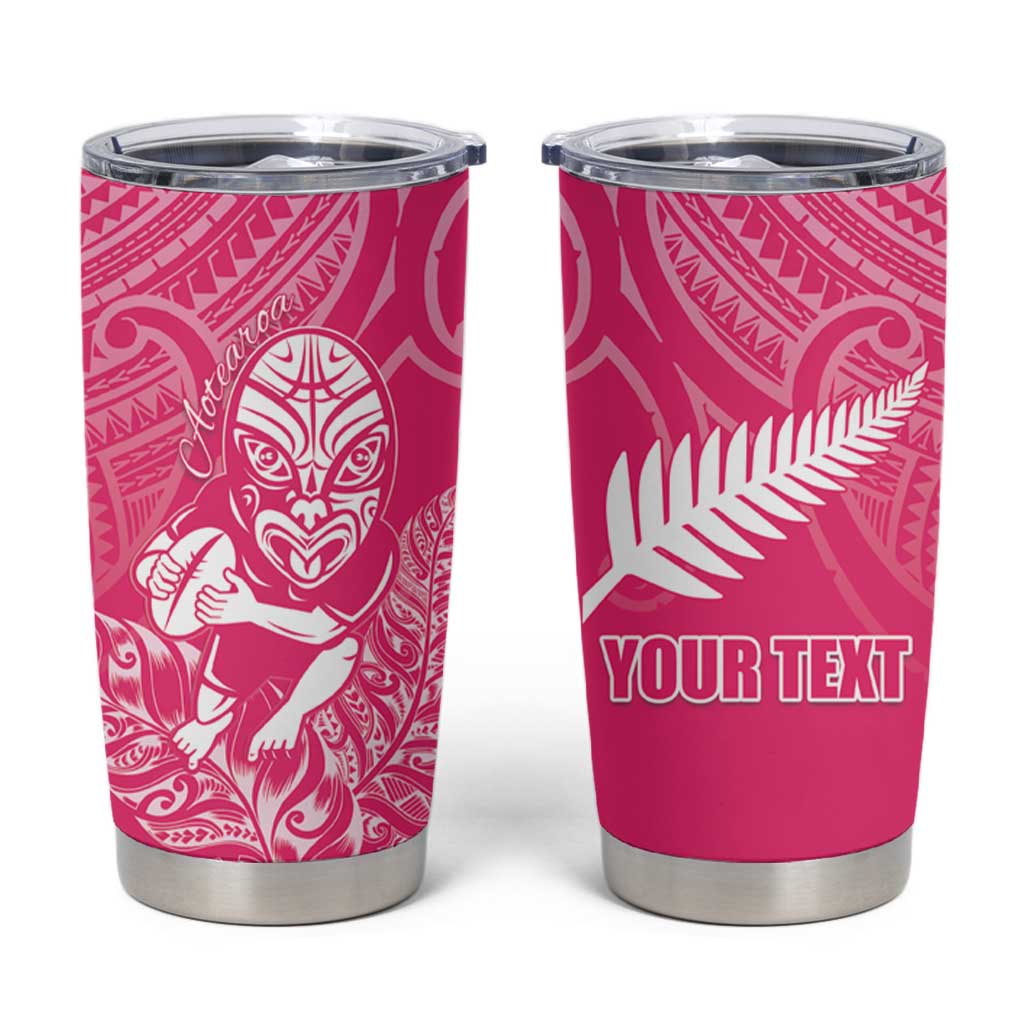New Zealand Silver Fern Rugby Custom Tumbler Cup Maori Tiki Pink Version
