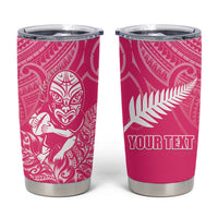 New Zealand Silver Fern Rugby Custom Tumbler Cup Maori Tiki Pink Version