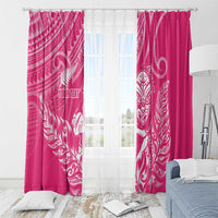 New Zealand Silver Fern Rugby Custom Window Curtain Maori Tiki Pink Version