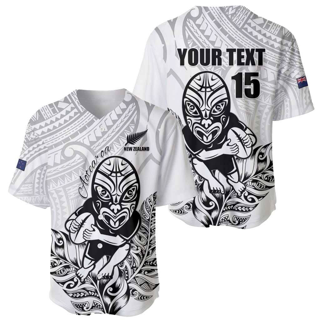 New Zealand Silver Fern Rugby Custom Baseball Jersey Maori Tiki White Version
