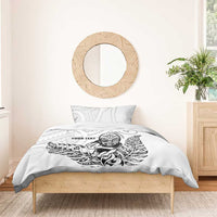 New Zealand Silver Fern Rugby Custom Bedding Set Maori Tiki White Version