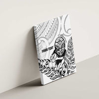 New Zealand Silver Fern Rugby Custom Canvas Wall Art Maori Tiki White Version