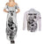 New Zealand Silver Fern Rugby Custom Couples Matching Summer Maxi Dress and Long Sleeve Button Shirt Maori Tiki White Version