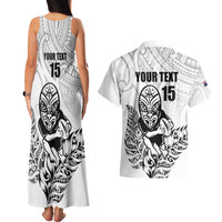 New Zealand Silver Fern Rugby Custom Couples Matching Tank Maxi Dress and Hawaiian Shirt Maori Tiki White Version