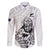 New Zealand Silver Fern Rugby Custom Family Matching Off The Shoulder Long Sleeve Dress and Hawaiian Shirt Maori Tiki White Version