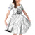 New Zealand Silver Fern Rugby Custom Family Matching Off Shoulder Short Dress and Hawaiian Shirt Maori Tiki White Version