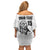 New Zealand Silver Fern Rugby Custom Family Matching Off Shoulder Short Dress and Hawaiian Shirt Maori Tiki White Version