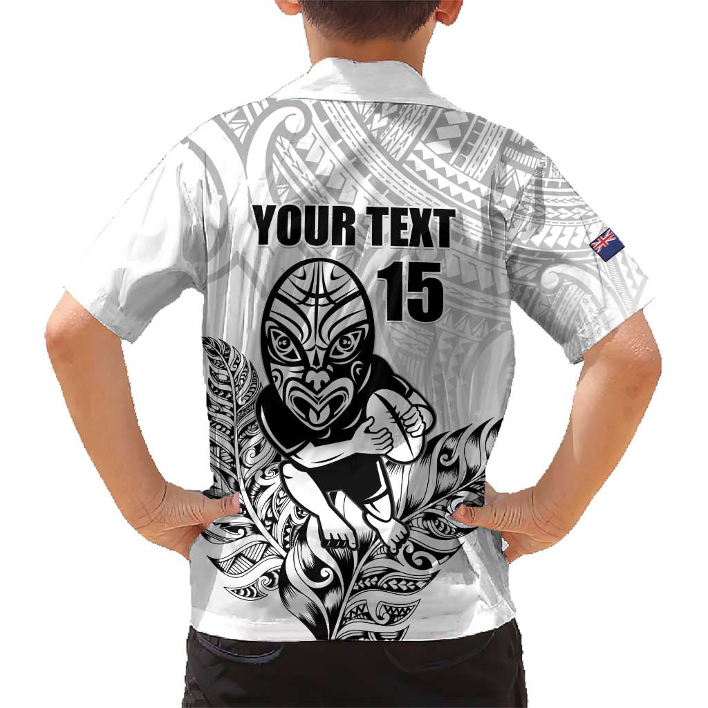 New Zealand Silver Fern Rugby Custom Family Matching Short Sleeve Bodycon Dress and Hawaiian Shirt Maori Tiki White Version