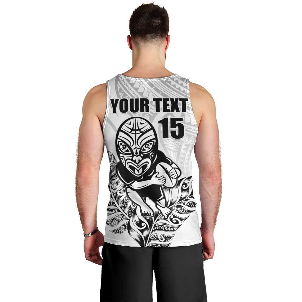 New Zealand Silver Fern Rugby Custom Men Tank Top Maori Tiki White Version
