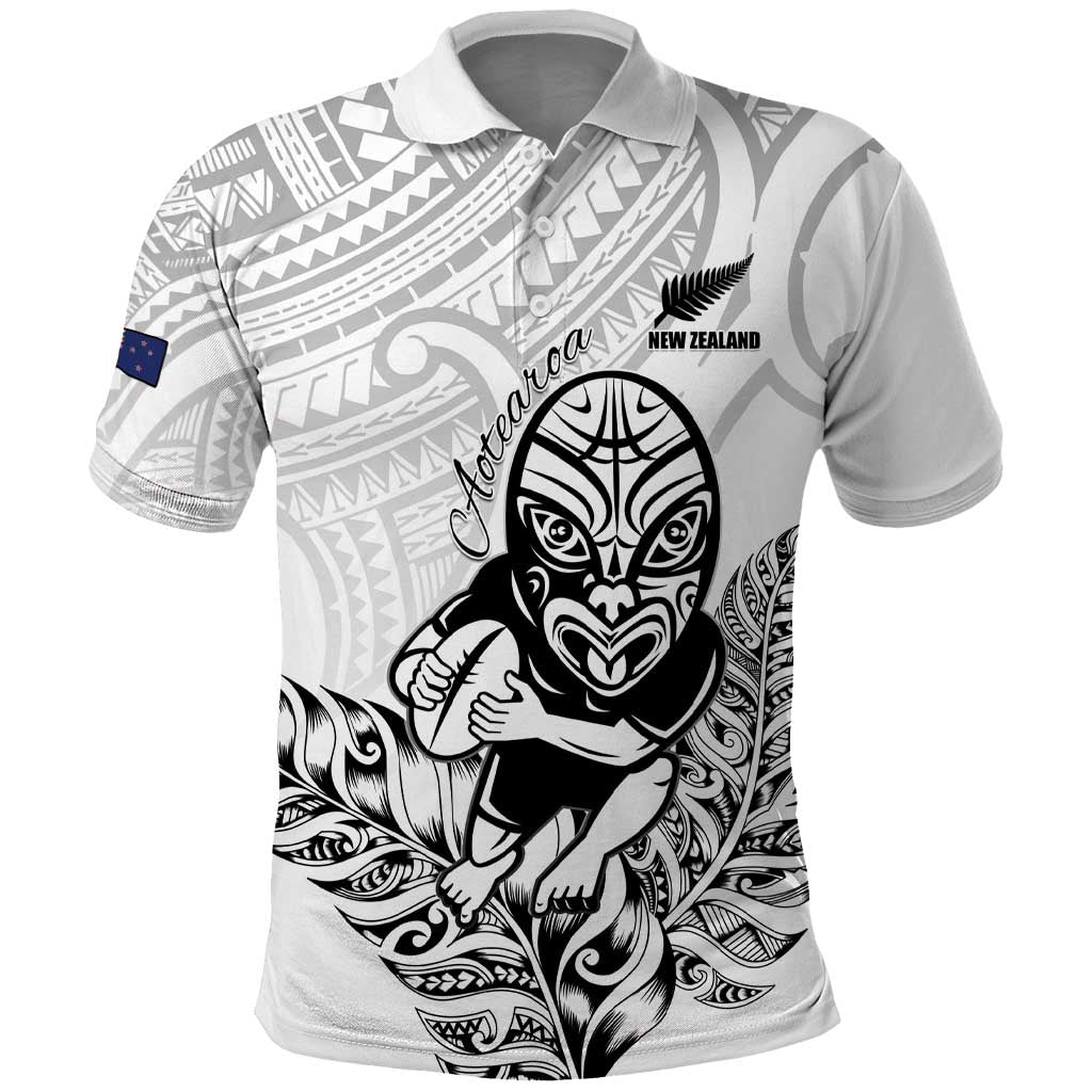 New Zealand Silver Fern Rugby Custom Polo Shirt Maori Tiki White Version