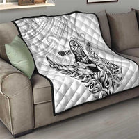 New Zealand Silver Fern Rugby Custom Quilt Maori Tiki White Version