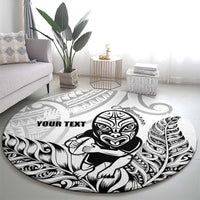 New Zealand Silver Fern Rugby Custom Round Carpet Maori Tiki White Version