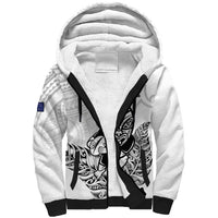 New Zealand Silver Fern Rugby Custom Sherpa Hoodie Maori Tiki White Version