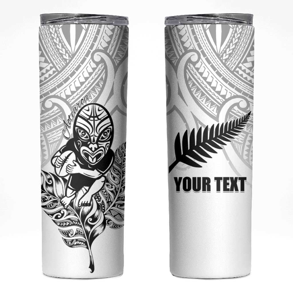 New Zealand Silver Fern Rugby Custom Skinny Tumbler Maori Tiki White Version