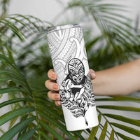 New Zealand Silver Fern Rugby Custom Skinny Tumbler Maori Tiki White Version
