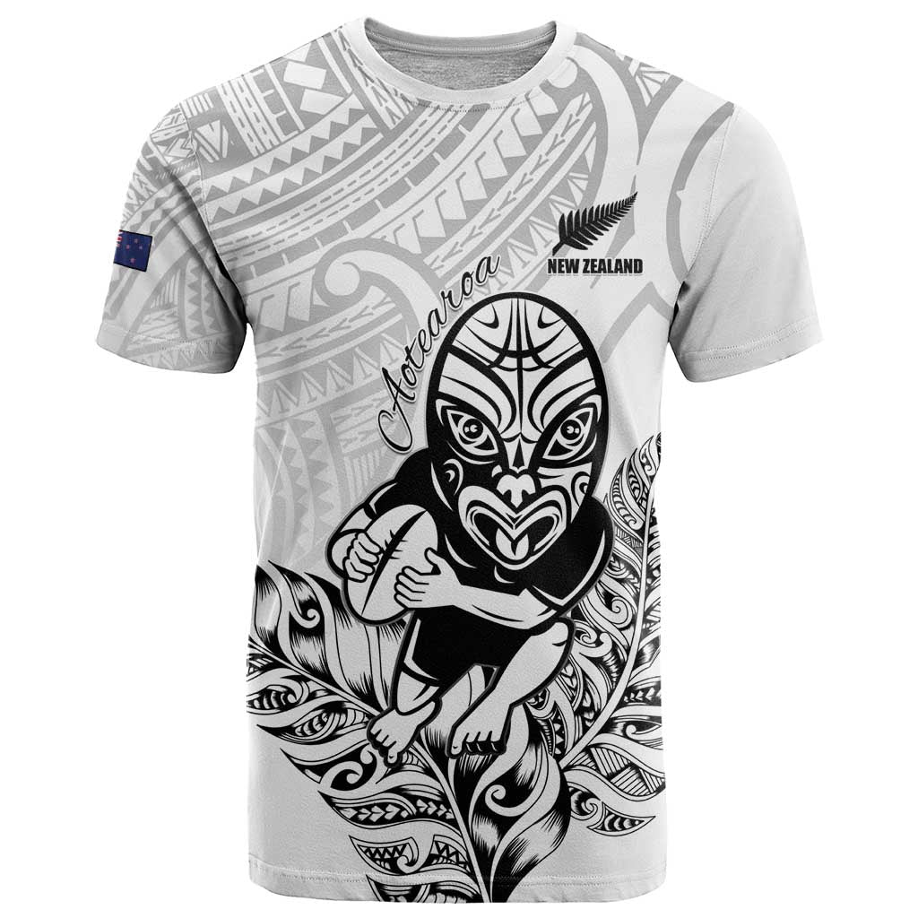 New Zealand Silver Fern Rugby Custom T Shirt Maori Tiki White Version