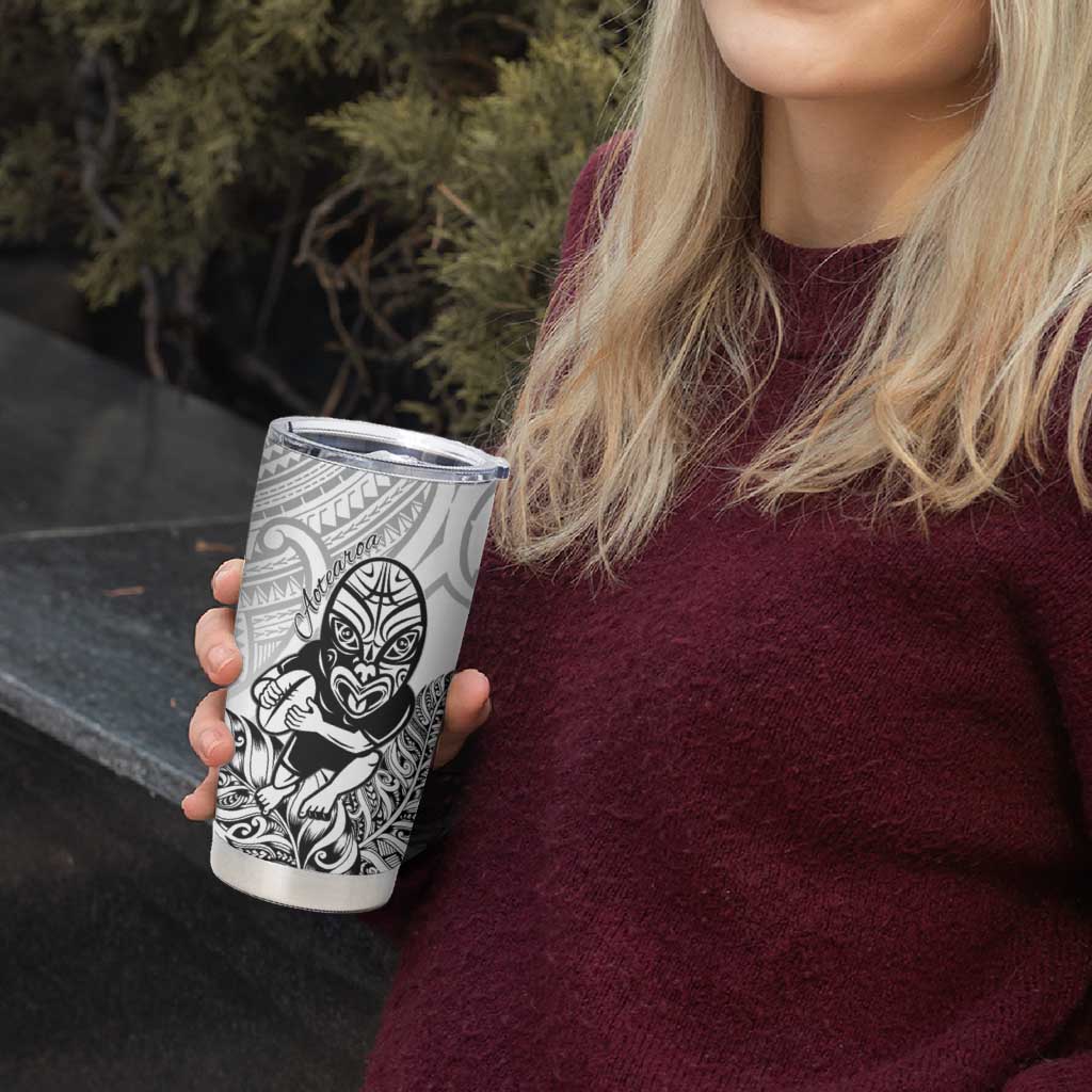 New Zealand Silver Fern Rugby Custom Tumbler Cup Maori Tiki White Version