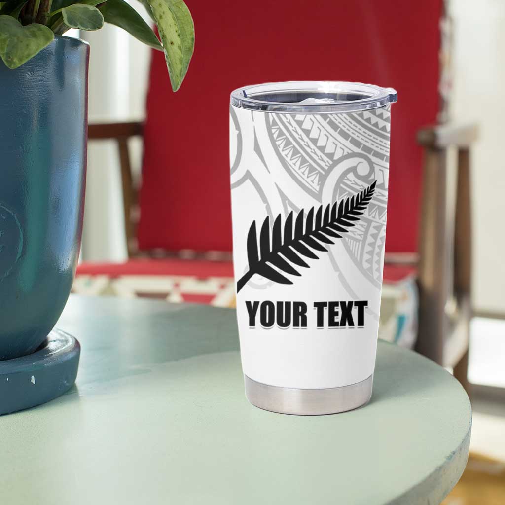 New Zealand Silver Fern Rugby Custom Tumbler Cup Maori Tiki White Version