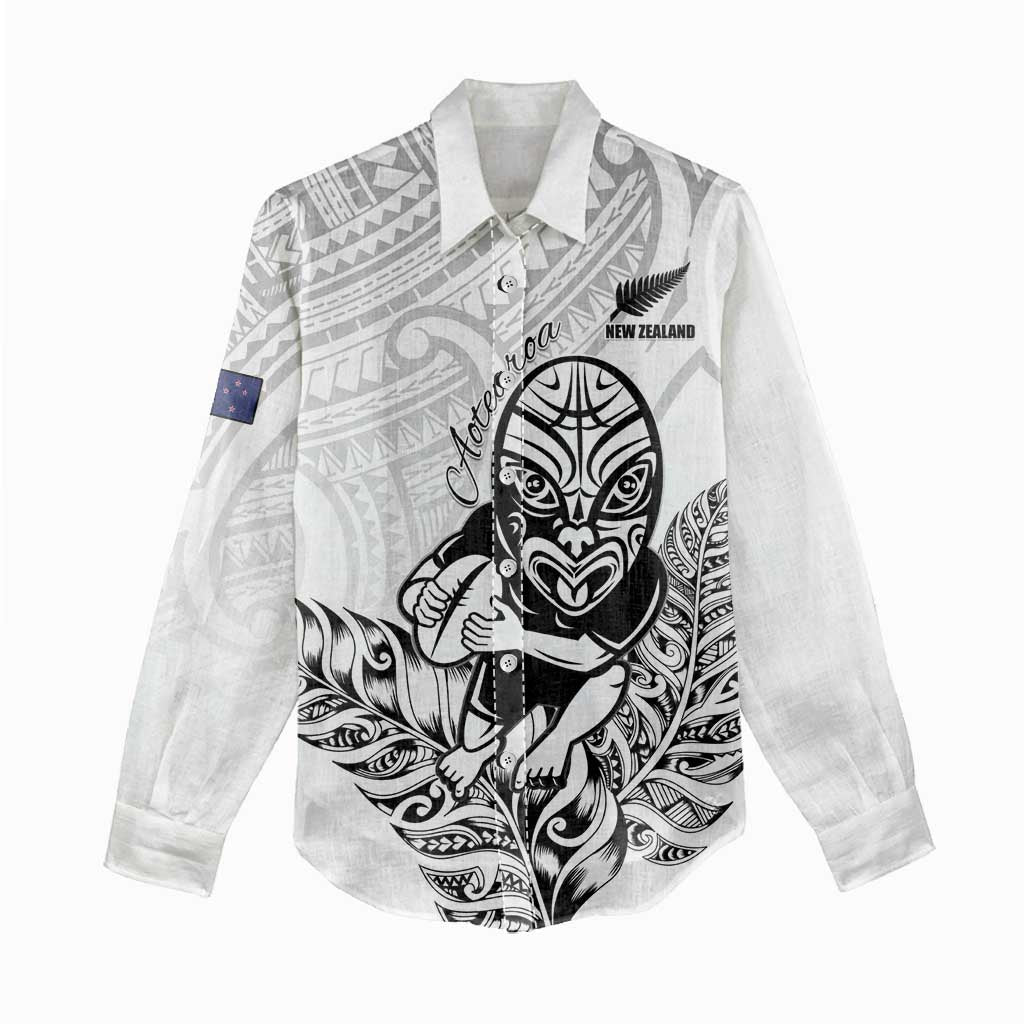 New Zealand Silver Fern Rugby Custom Women Casual Shirt Maori Tiki White Version