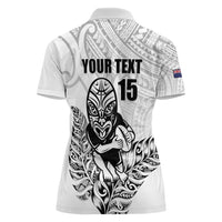 New Zealand Silver Fern Rugby Custom Women Polo Shirt Maori Tiki White Version