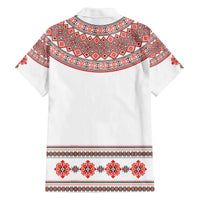 Bulgarian Embroidery Style Seamless Pattern Family Matching Off The Shoulder Long Sleeve Dress and Hawaiian Shirt