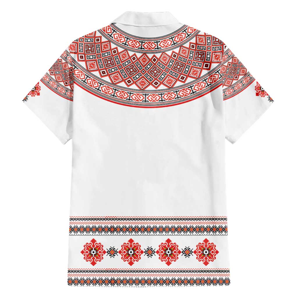 Bulgarian Embroidery Style Seamless Pattern Family Matching Puletasi and Hawaiian Shirt