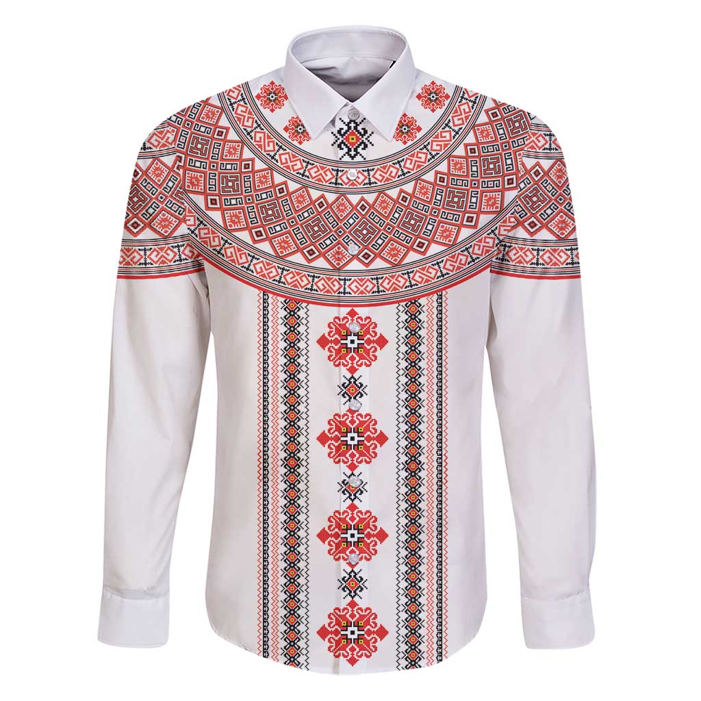 Bulgarian Embroidery Style Seamless Pattern Family Matching Puletasi and Hawaiian Shirt