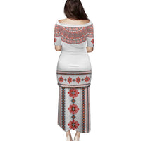 Bulgarian Embroidery Style Seamless Pattern Family Matching Puletasi and Hawaiian Shirt