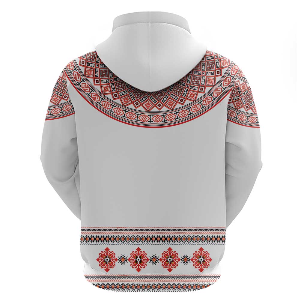Bulgarian Embroidery Style Seamless Pattern Hoodie
