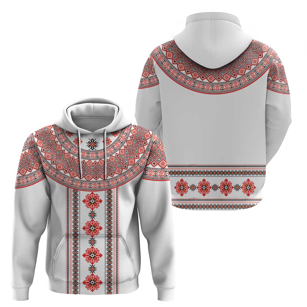 Bulgarian Embroidery Style Seamless Pattern Hoodie