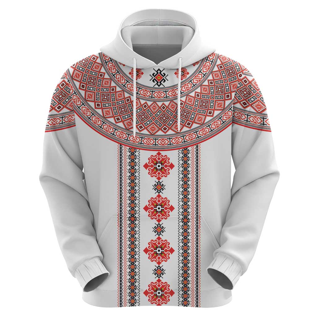 Bulgarian Embroidery Style Seamless Pattern Hoodie
