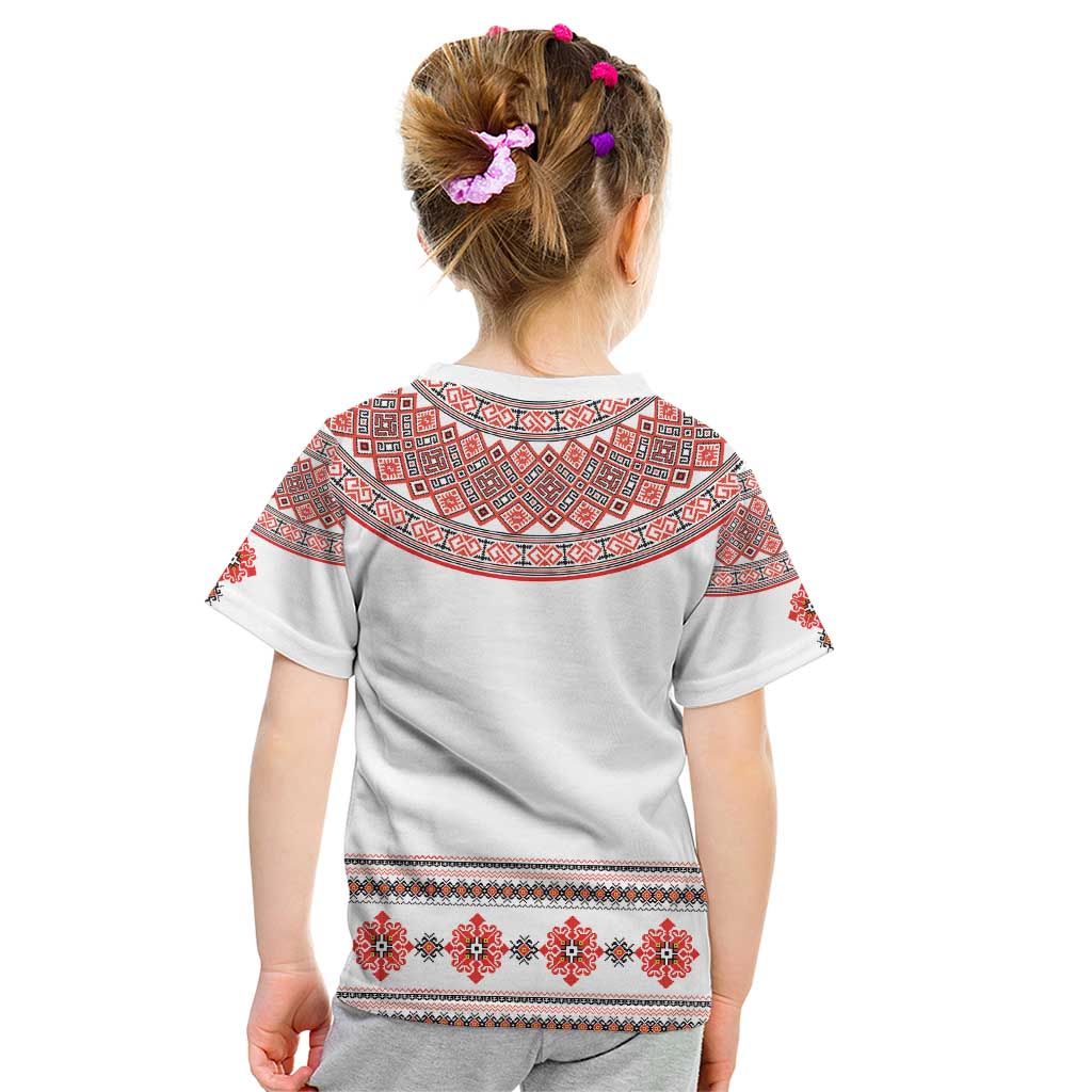 Bulgarian Embroidery Style Seamless Pattern Kid T Shirt