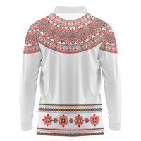 Bulgarian Embroidery Style Seamless Pattern Long Sleeve Polo Shirt