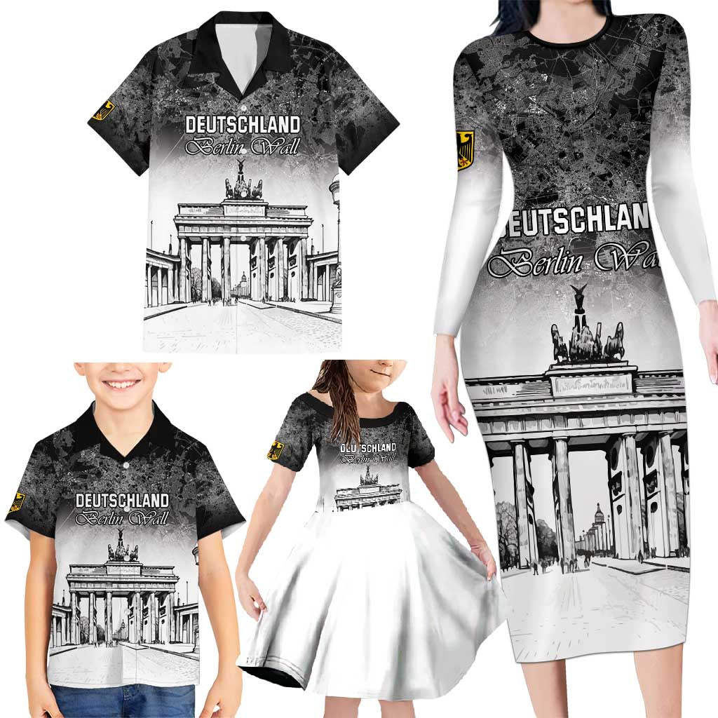Personalized Germany Berlin Wall Family Matching Long Sleeve Bodycon Dress and Hawaiian Shirt Tag der Deutschen Einheit