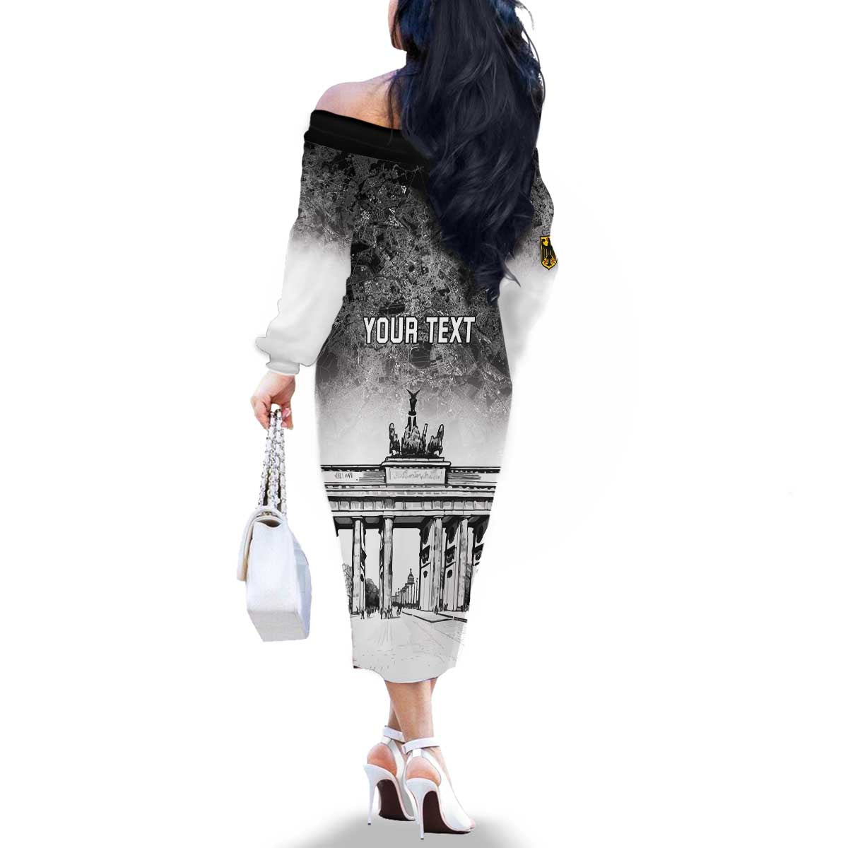 Personalized Germany Berlin Wall Family Matching Off The Shoulder Long Sleeve Dress and Hawaiian Shirt Tag der Deutschen Einheit