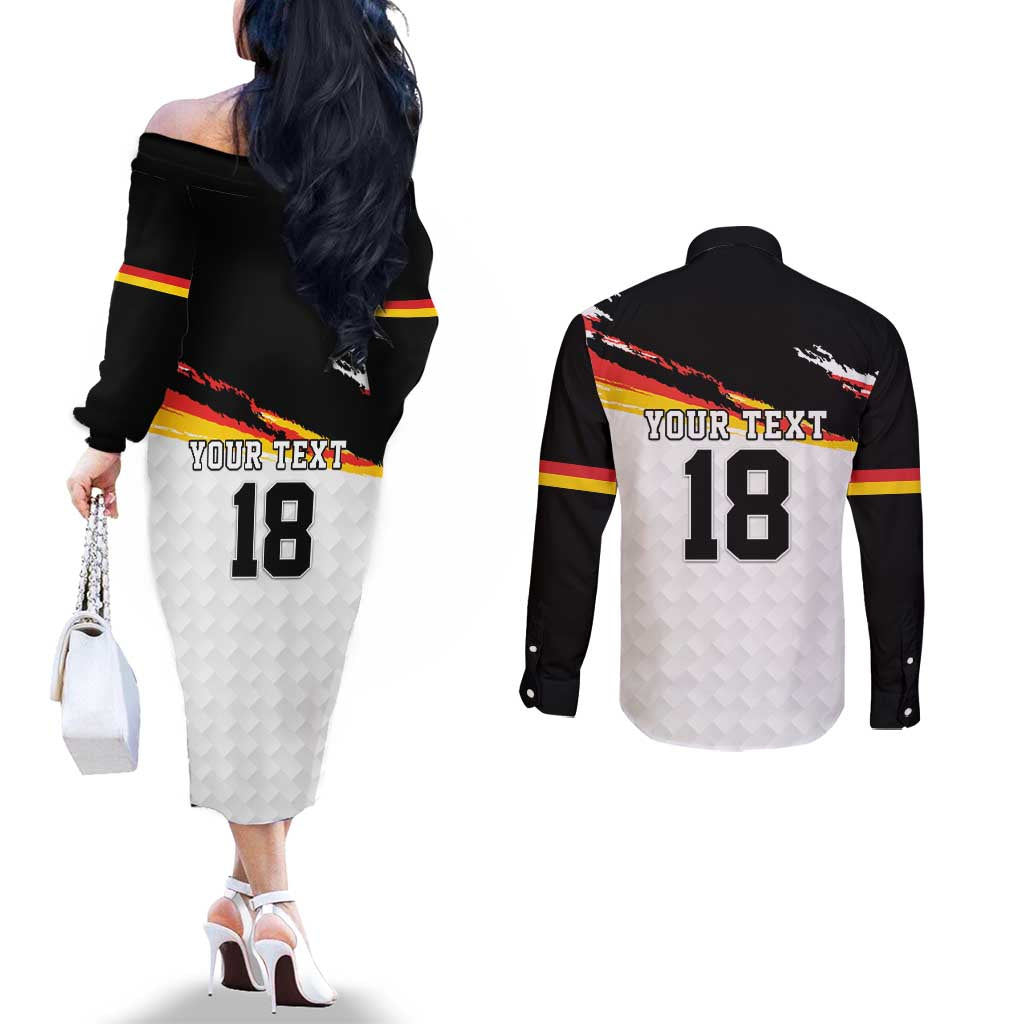 Custom Germany Football Couples Matching Off The Shoulder Long Sleeve Dress and Long Sleeve Button Shirt Come On DFB-Team