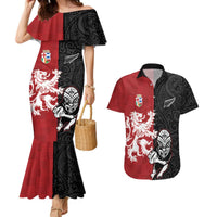 Custom British Lions New Zealand Couples Matching Mermaid Dress and Hawaiian Shirt Unique Style - Polynesian Pride
