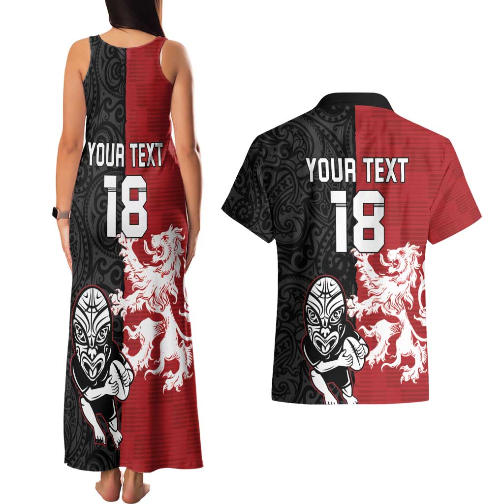 Custom British Lions New Zealand Couples Matching Tank Maxi Dress and Hawaiian Shirt Unique Style LT18 - Polynesian Pride