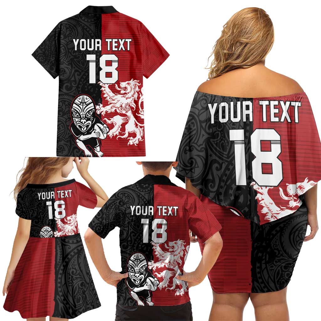 Custom British Lions New Zealand Family Matching Off Shoulder Short Dress and Hawaiian Shirt Unique Style - Polynesian Pride