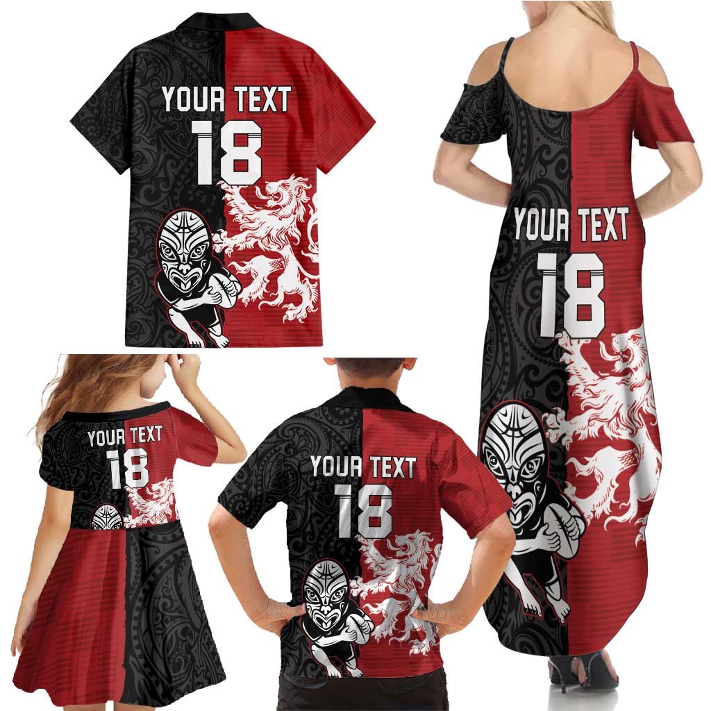 Custom British Lions New Zealand Family Matching Summer Maxi Dress and Hawaiian Shirt Unique Style - Polynesian Pride
