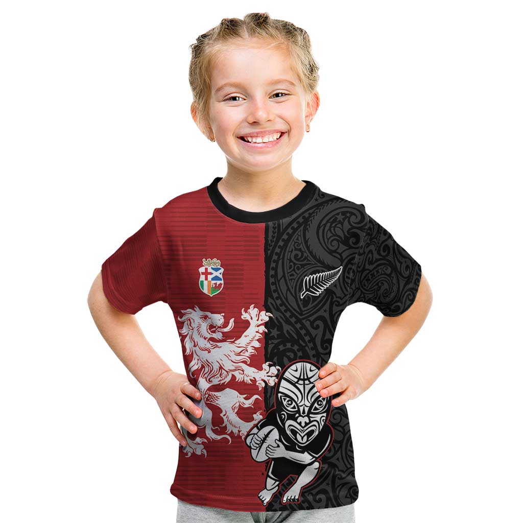 Custom British Lions New Zealand Kid T Shirt Unique Style LT18 Red - Polynesian Pride