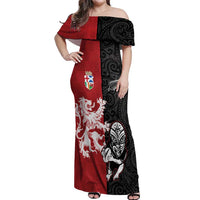 Custom British Lions New Zealand Off Shoulder Maxi Dress Unique Style - Polynesian Pride