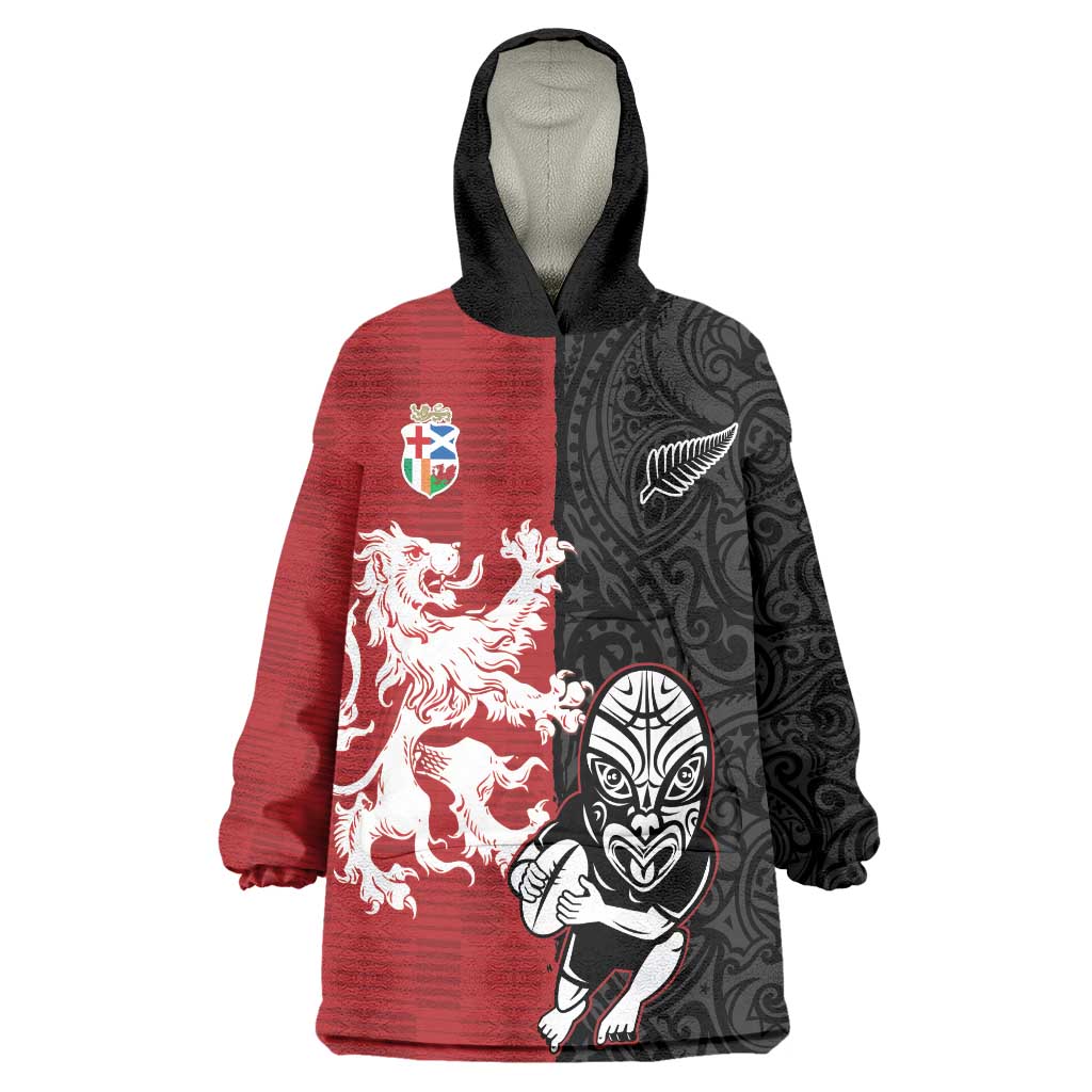Custom British Lions New Zealand Wearable Blanket Hoodie Unique Style - Polynesian Pride