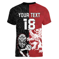 Custom British Lions New Zealand Women V-Neck T-Shirt Unique Style - Polynesian Pride