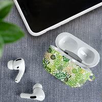 Green Aloha Hawaiian AirPods Case Monstera Hibiscus Tropical Pattern
