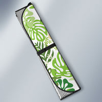 Green Aloha Hawaiian Auto Sun Shade Monstera Hibiscus Tropical Pattern