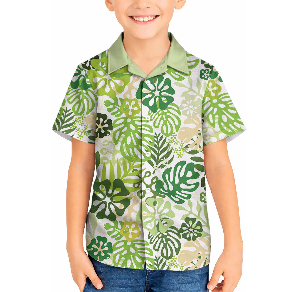 Green Aloha Hawaiian Hawaiian Shirt Monstera Hibiscus Tropical Pattern
